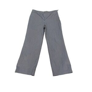 Talbots Brown And White Pinstripe Wide Leg High Rise Trouser Pants Size 16 Italy